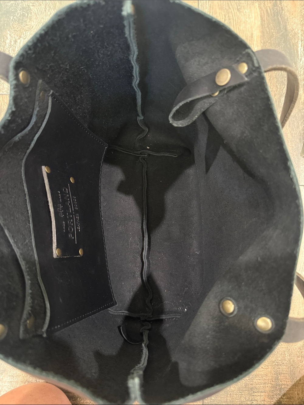 Portland Leather Black Leather Tote with Front Pocket - Picture 3 of 5